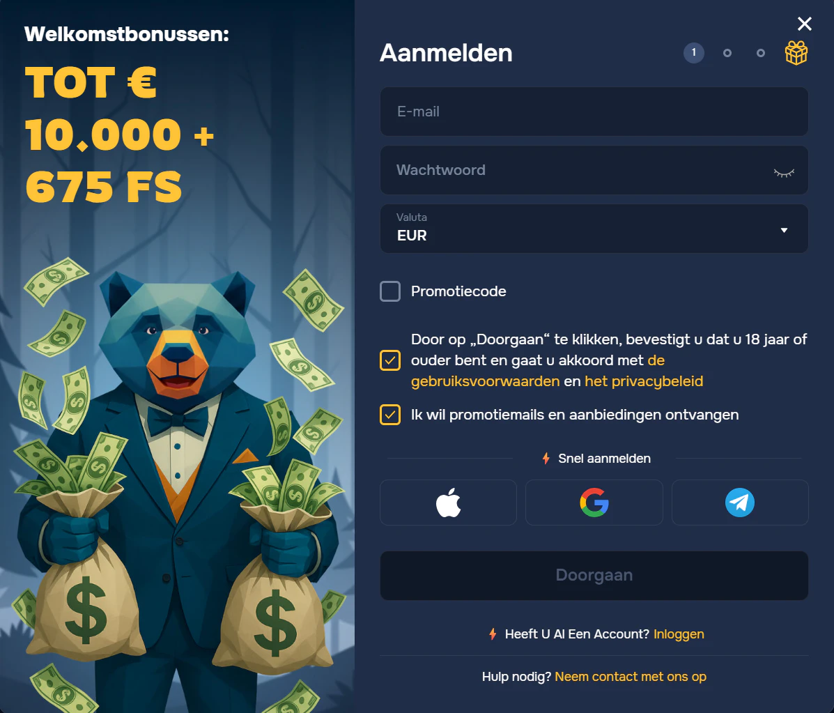 Registreren en inloggen bij Baloobet